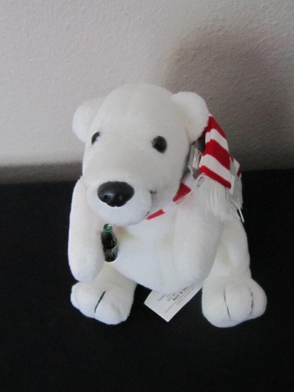 1997 Coca-Cola Polar Bear with Red and White Stripe Scarf